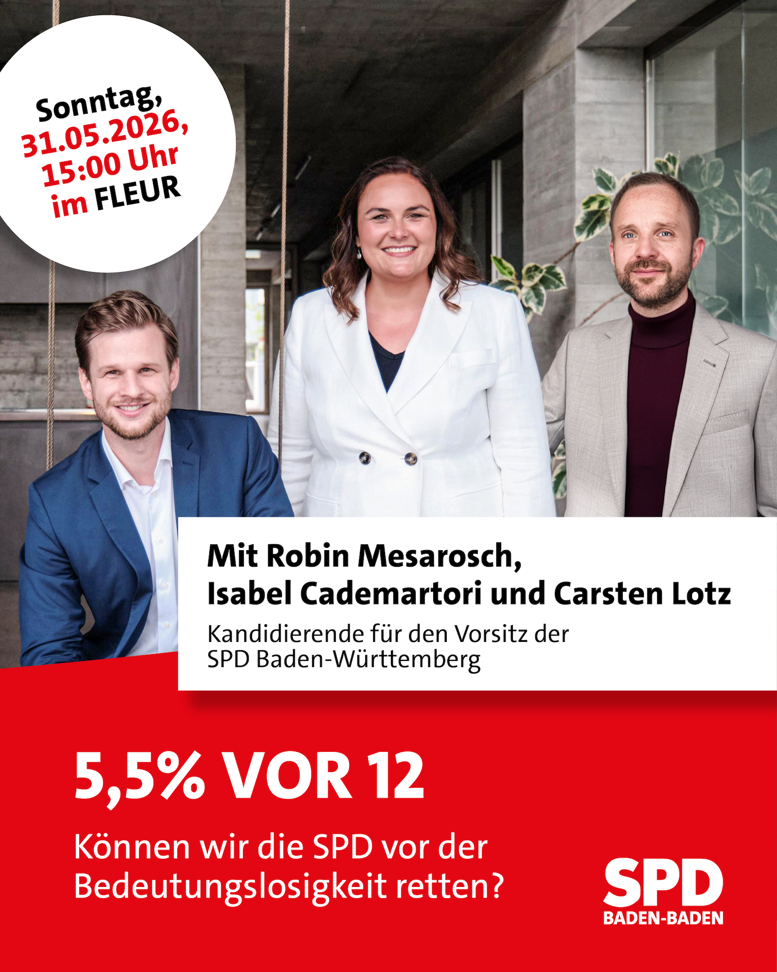 Veranstaltung 31.06.26 mit Mesarosch & Co wegen Landesvorsitz SPD BW